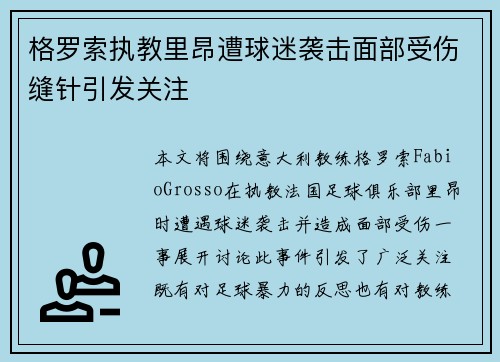 格罗索执教里昂遭球迷袭击面部受伤缝针引发关注
